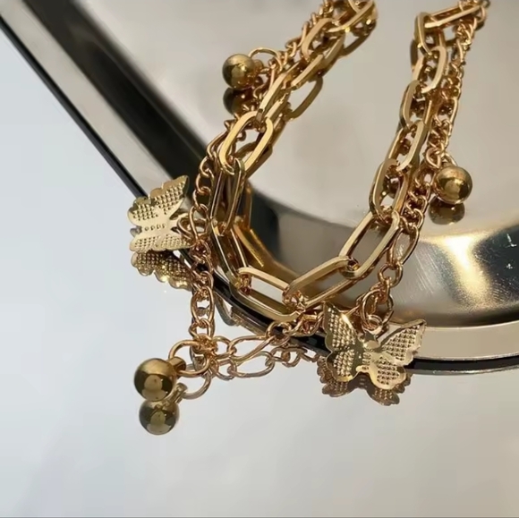 Gold Butterfly Charm Bracelet - Picture 3 of 4